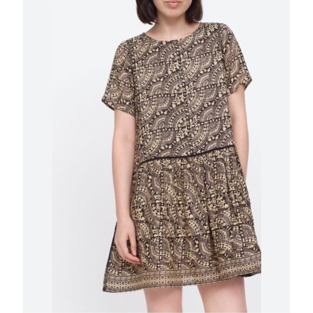 Sea New York Luella Day Dress Geometric Waist Ruffle Mini Dress Size 6‎